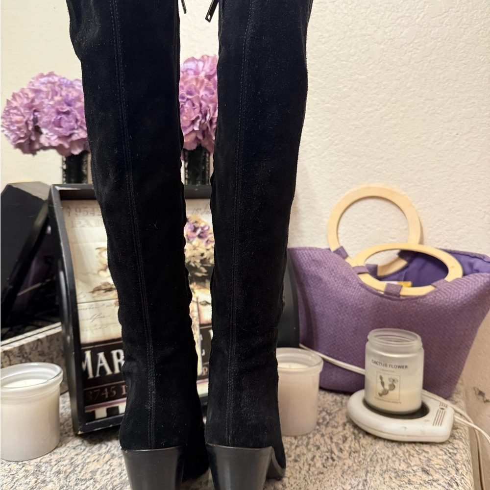 Sam Edelman Annabel Knee High Boots Black Suede - Picture 3 of 7